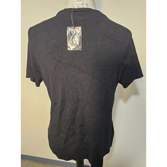 Whisper Knit By Louis Dell'Olio Womens Black Cardigan and Short Sleeve Sweater L - Picture 7 of 7